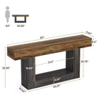 Console de ferme en bois 63" avec étagère inférieure – Marron rustique et Gris vintage