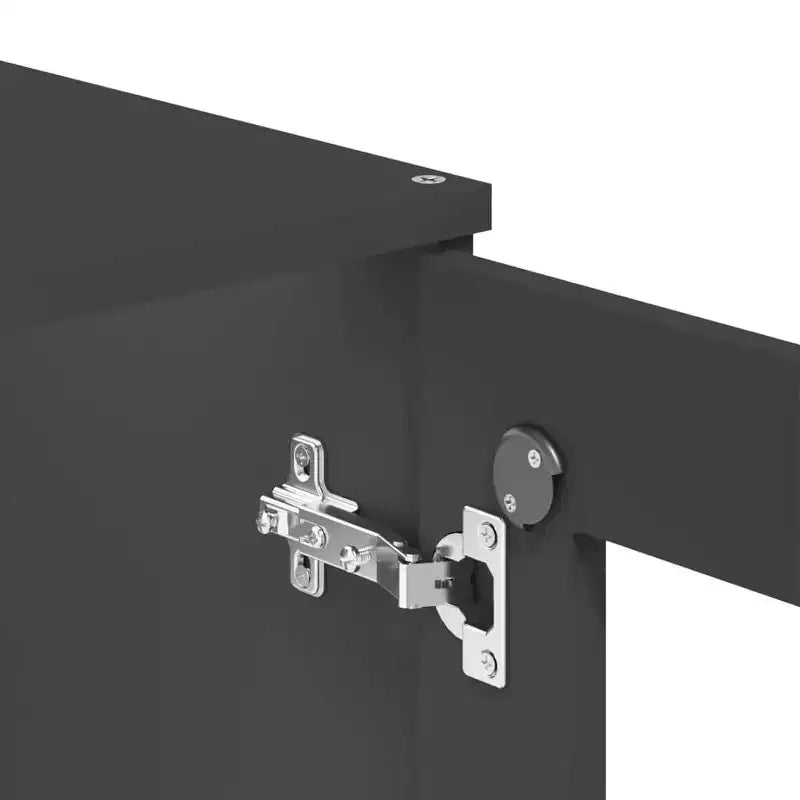 Haut-bahut industriel 3 étagères et portes en verre dépoli – Anthracite