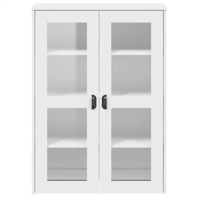 Haut-bahut industriel 3 étagères et portes en verre dépoli – Anthracite