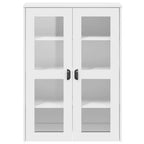 Haut-bahut industriel 3 étagères et portes en verre dépoli – Anthracite