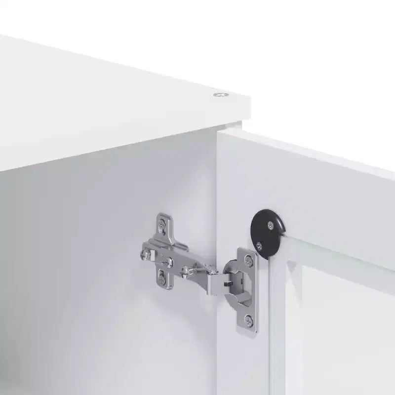 Haut-bahut industriel 3 étagères et portes en verre dépoli – Anthracite