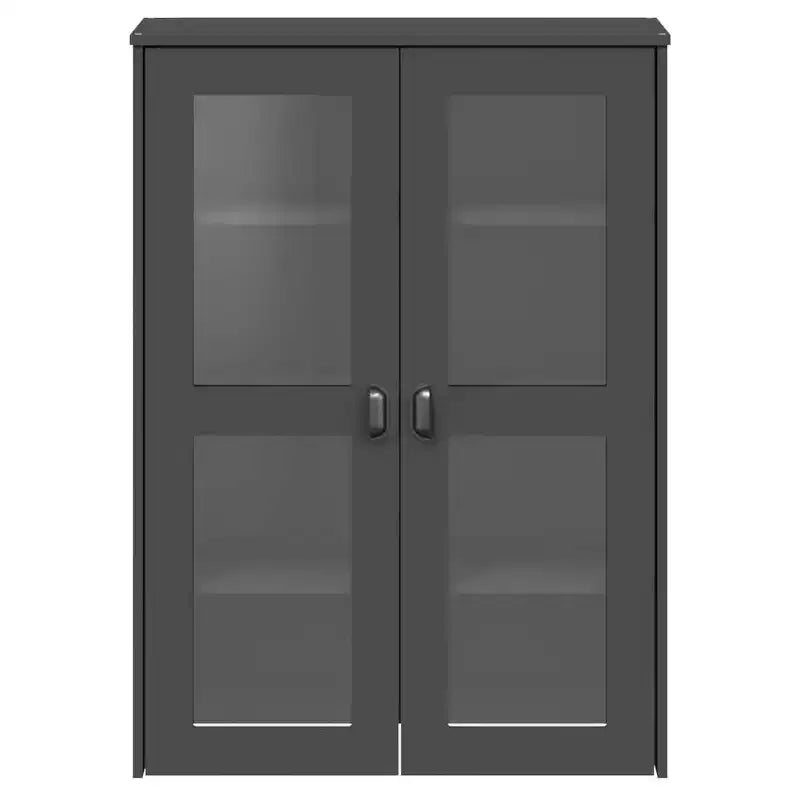 Haut-bahut industriel 3 étagères et portes en verre dépoli – Anthracite