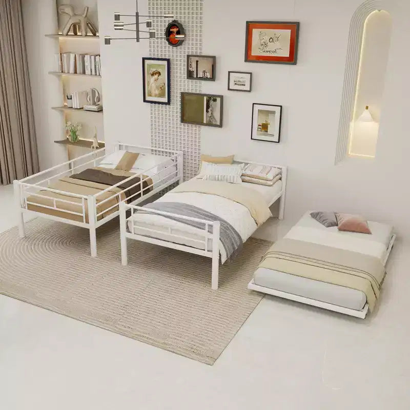 Lit superposé moderne en métal avec garde-corps de sécurité et design convertible