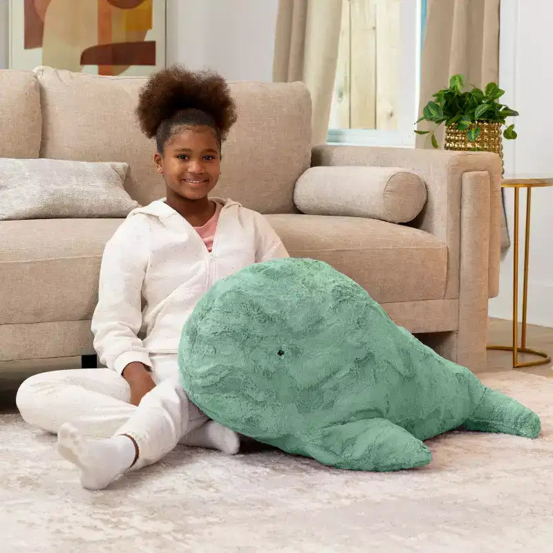 Pouf en forme de baleine géante pour enfants – Fausses fourrures, à partir de 3 ans