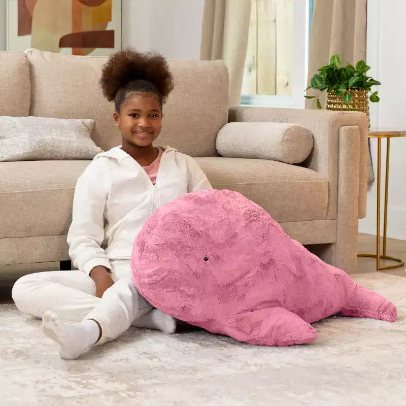 Pouf en forme de baleine géante pour enfants – Fausses fourrures, à partir de 3 ans