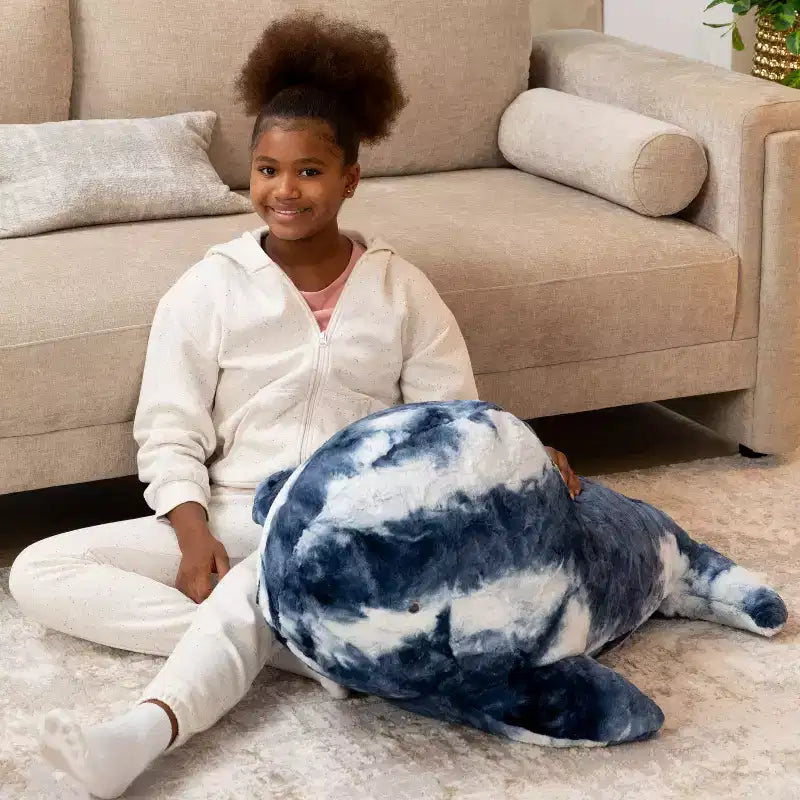 Pouf en forme de baleine géante pour enfants – Fausses fourrures, à partir de 3 ans
