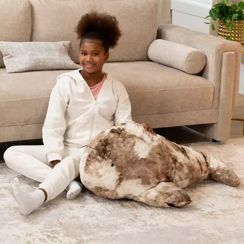 Pouf en forme de baleine géante pour enfants – Fausses fourrures, à partir de 3 ans