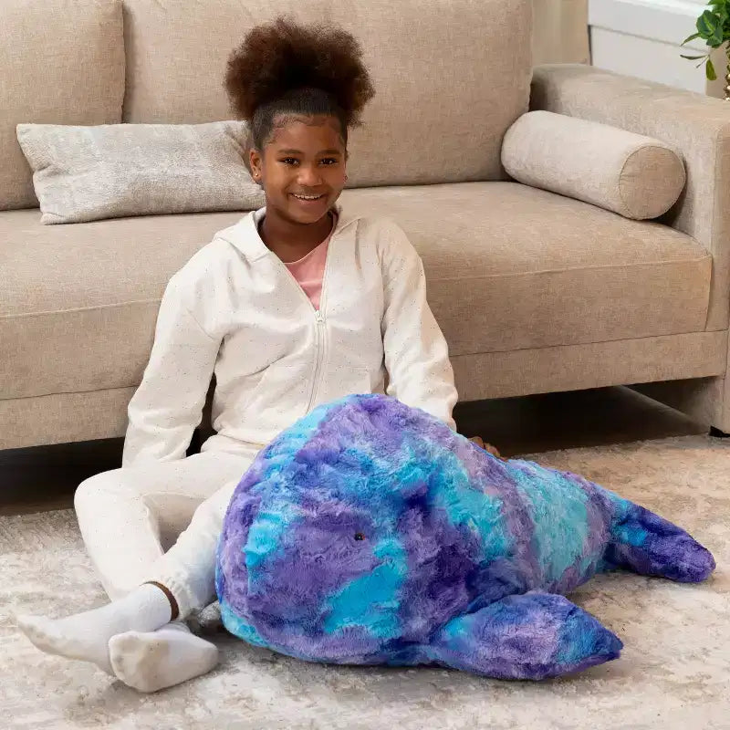 Pouf en forme de baleine géante pour enfants – Fausses fourrures, à partir de 3 ans