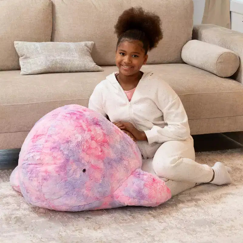 Pouf en forme de baleine géante pour enfants – Fausses fourrures, à partir de 3 ans
