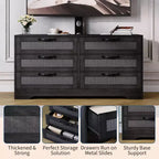 Meuble TV avec support, meuble de rangement moderne de 47,2 po avec 6 tiroirs en rotin pour téléviseurs de 32 à 85 po, table console multimédia avec rangement pour salon