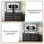 Meuble TV avec support, meuble de rangement moderne de 47,2 po avec 6 tiroirs en rotin pour téléviseurs de 32 à 85 po, table console multimédia avec rangement pour salon