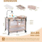 Lit Cododo 3-en-1 pour Bébé – Beige avec Sac de Rangement et Table à Langer