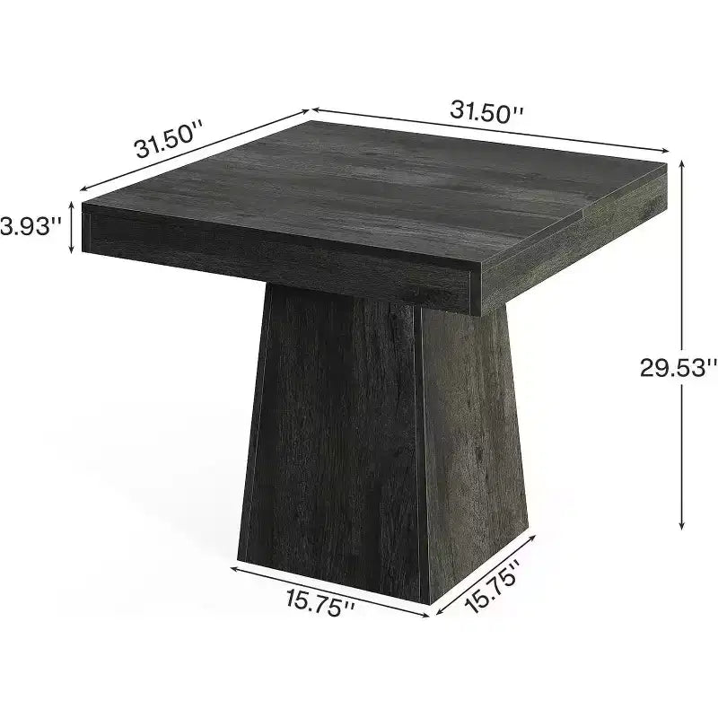 Table à manger carrée moderne de 80 cm avec pied central – Grise, 4 places