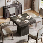 Table à manger carrée moderne de 80 cm avec pied central – Grise, 4 places