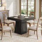 Table à manger carrée moderne de 80 cm avec pied central – Grise, 4 places