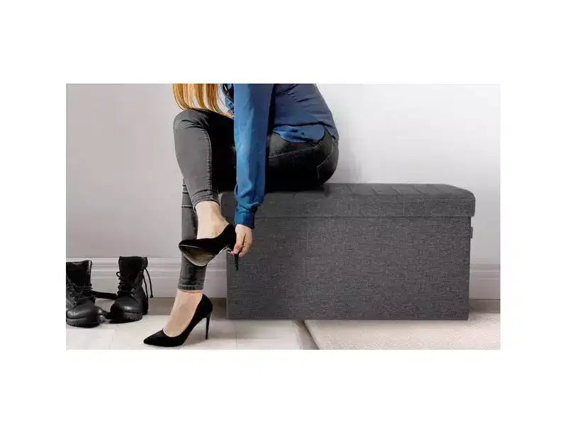 Coffre de rangement capitonné avec poignées – 76,2 cm (L) x 39,9 cm (P) x 39,9 cm (H)