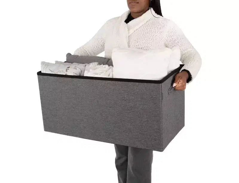 Coffre de rangement capitonné avec poignées – 76,2 cm (L) x 39,9 cm (P) x 39,9 cm (H)