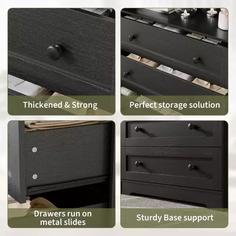 Commode en bois à 4 tiroirs avec lumières LED et station de charge, table de chevet et commode, organisateur de rangement pour chambre à coucher, salon, couloir, placard