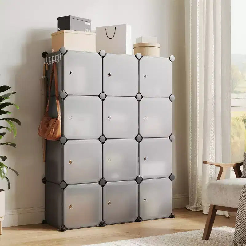 Organisateur de placard à chaussures, étagère à chaussures empilable portable avec 2 crochets, rangement autoportant peu encombrant pour chambre, placard, entrée, appartement