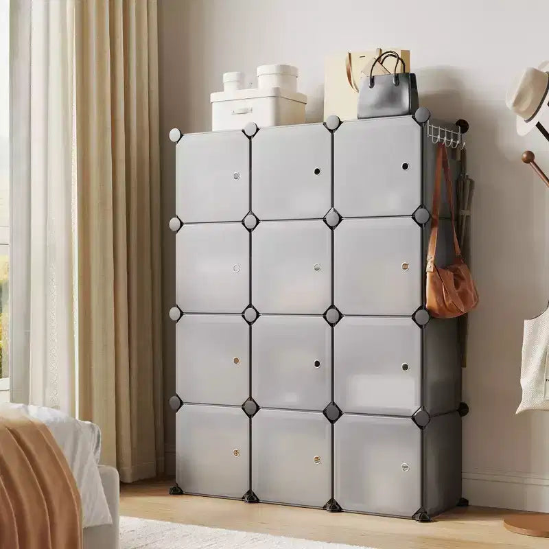 Organisateur de placard à chaussures, étagère à chaussures empilable portable avec 2 crochets, rangement autoportant peu encombrant pour chambre, placard, entrée, appartement