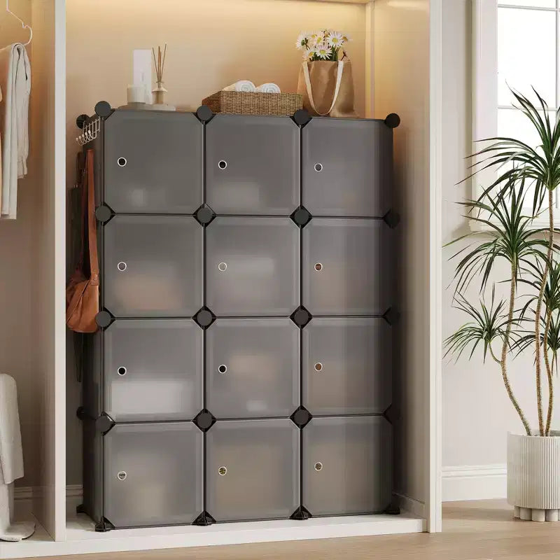 Organisateur de placard à chaussures, étagère à chaussures empilable portable avec 2 crochets, rangement autoportant peu encombrant pour chambre, placard, entrée, appartement
