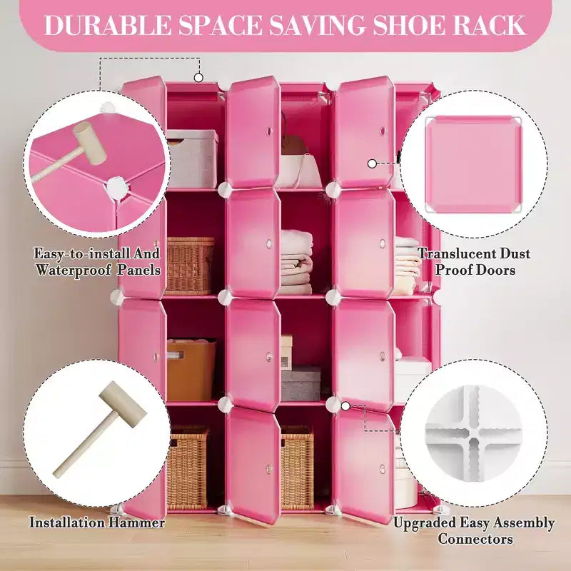 Organisateur de placard à chaussures, étagère à chaussures empilable portable avec 2 crochets, rangement autoportant peu encombrant pour chambre, placard, entrée, appartement