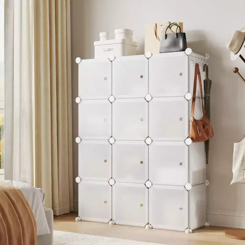 Organisateur de placard à chaussures, étagère à chaussures empilable portable avec 2 crochets, rangement autoportant peu encombrant pour chambre, placard, entrée, appartement