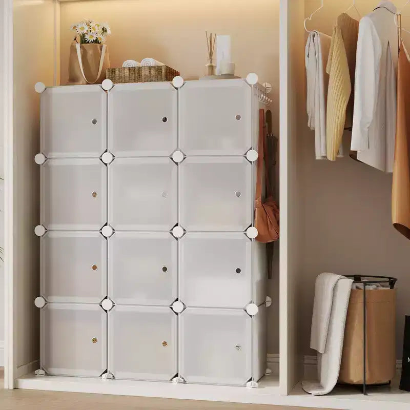 Organisateur de placard à chaussures, étagère à chaussures empilable portable avec 2 crochets, rangement autoportant peu encombrant pour chambre, placard, entrée, appartement