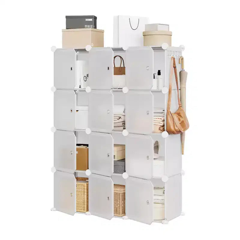 Organisateur de placard à chaussures, étagère à chaussures empilable portable avec 2 crochets, rangement autoportant peu encombrant pour chambre, placard, entrée, appartement