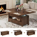 Table basse de 40 pouces, table basse relevable avec tiroirs et compartiment caché, se transforme en table de bureau à domicile, table à manger pour salon