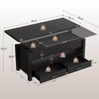 Table basse de 40 pouces, table basse relevable avec tiroirs et compartiment caché, se transforme en table de bureau à domicile, table à manger pour salon