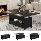Table basse de 40 pouces, table basse relevable avec tiroirs et compartiment caché, se transforme en table de bureau à domicile, table à manger pour salon