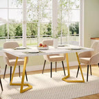Table à manger rectangulaire moderne 55" – Blanc et doré