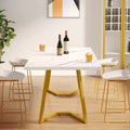 Table à manger rectangulaire moderne 55" – Blanc et doré