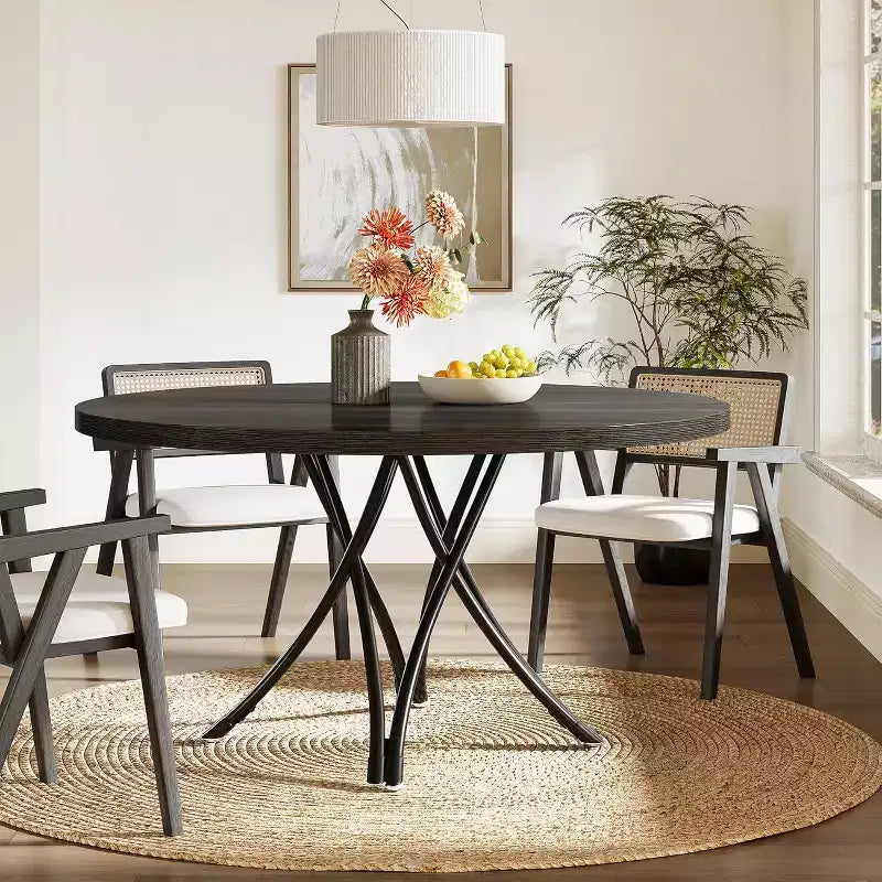 Table à manger ronde moderne en bois de 47,24 pouces pour 4 personnes