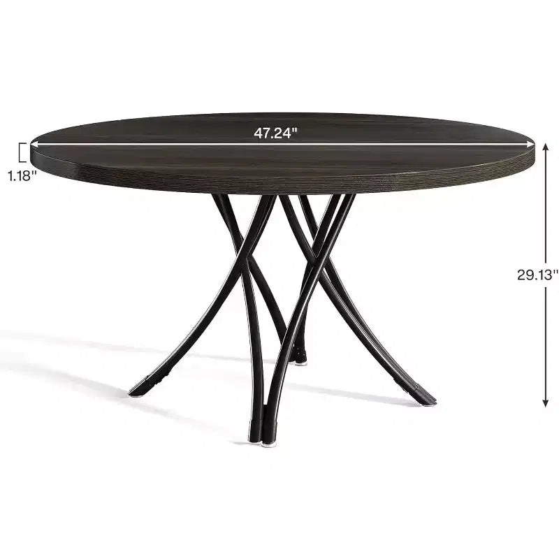 Table à manger ronde moderne en bois de 47,24 pouces pour 4 personnes