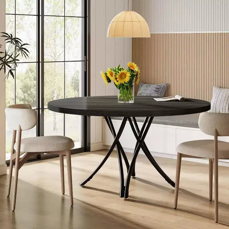 Table à manger ronde moderne en bois de 47,24 pouces pour 4 personnes