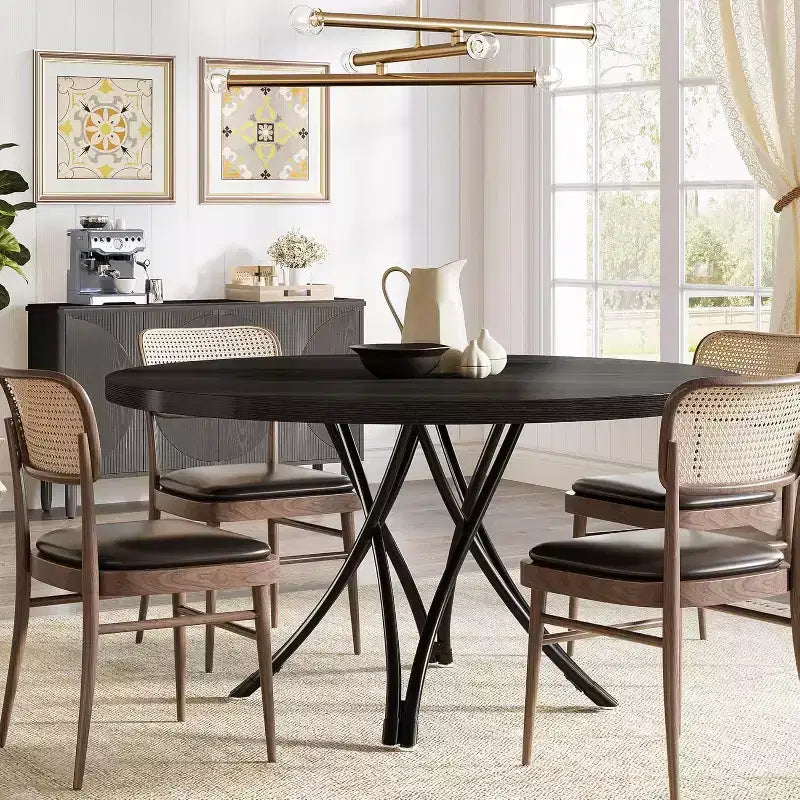 Table à manger ronde moderne en bois de 47,24 pouces pour 4 personnes