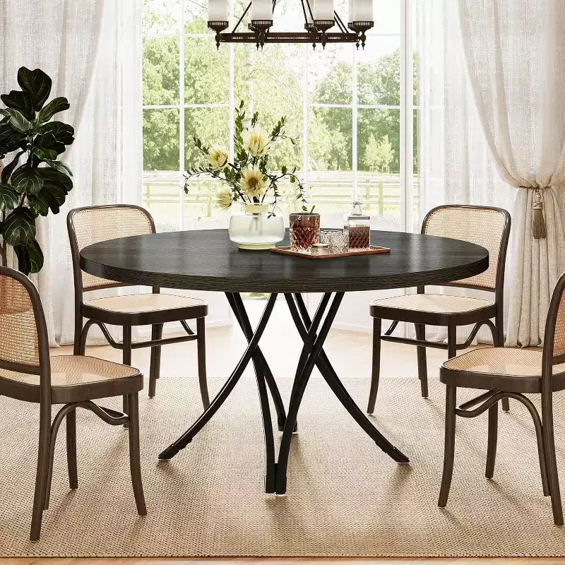Table à manger ronde moderne en bois de 47,24 pouces pour 4 personnes