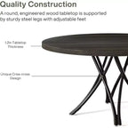 Table à manger ronde moderne en bois de 47,24 pouces pour 4 personnes