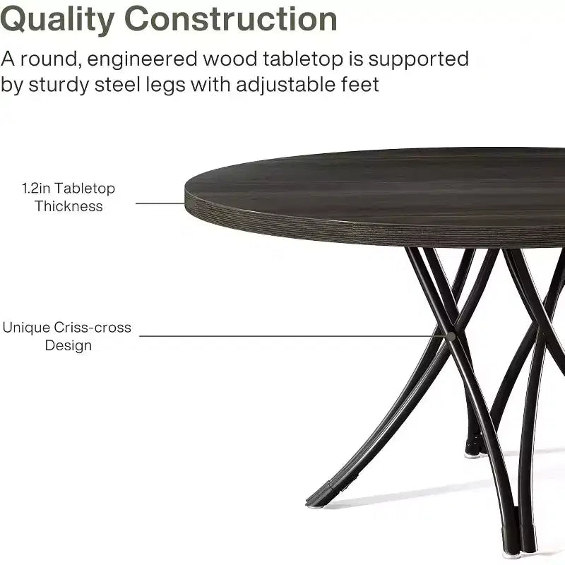 Table à manger ronde moderne en bois de 47,24 pouces pour 4 personnes