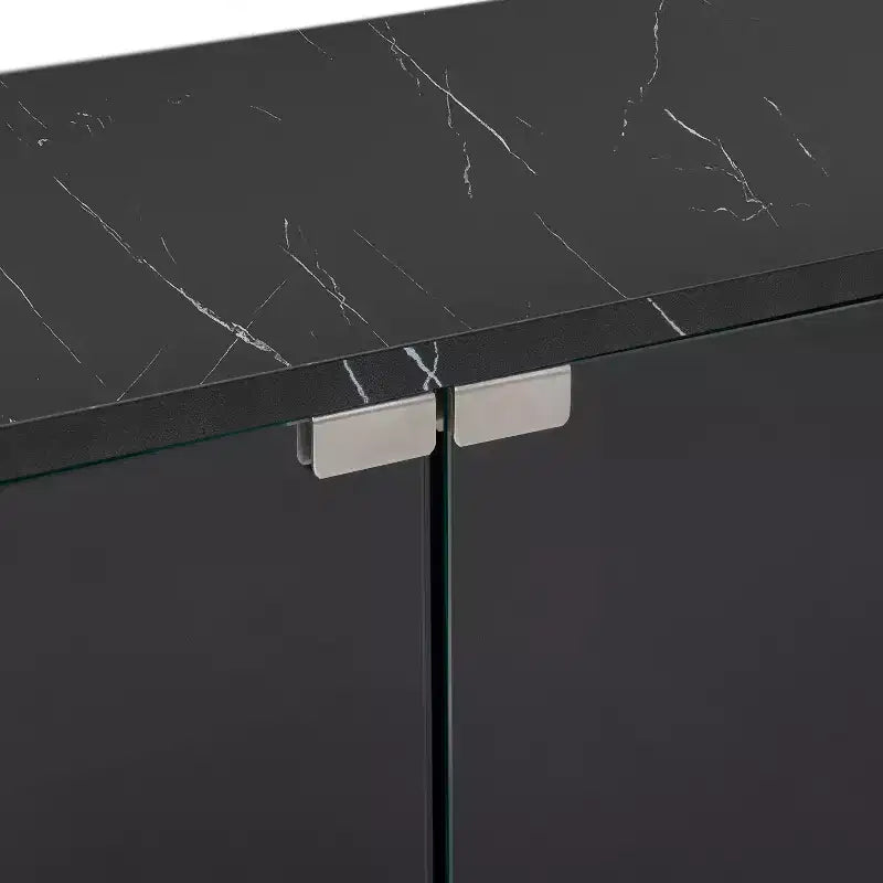 Meuble TV LED contrôlé par application pour téléviseurs jusqu'à 105" avec portes en verre trempé
