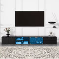 Meuble TV LED contrôlé par application pour téléviseurs jusqu'à 105" avec portes en verre trempé