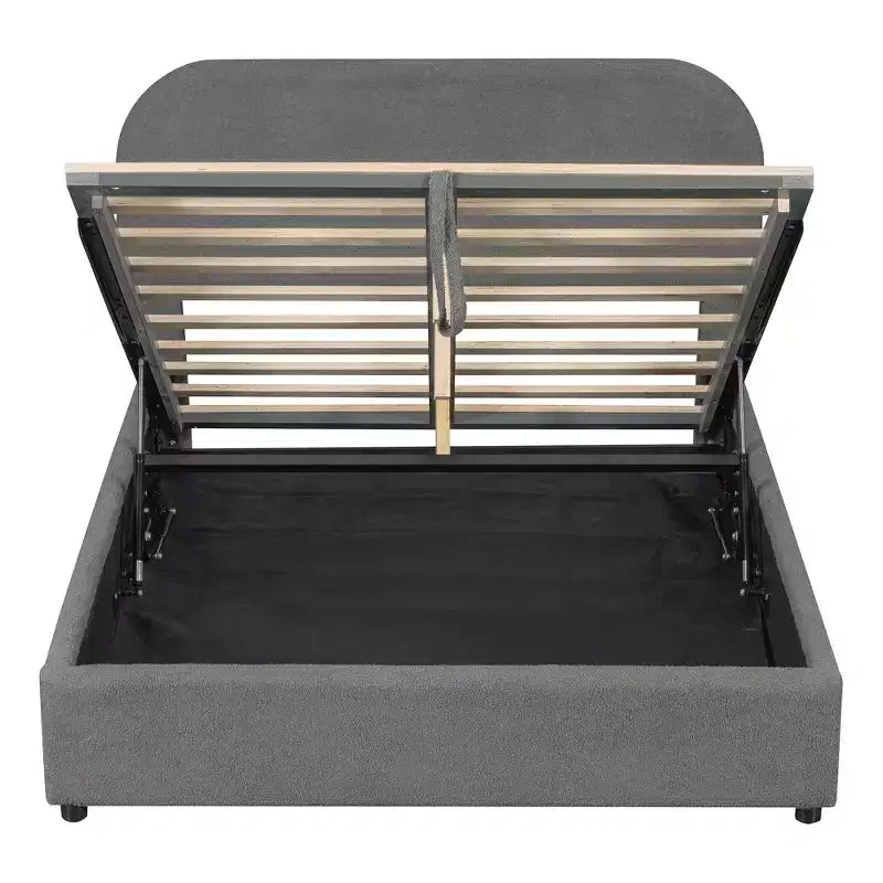 Lit plateforme rembourré en molleton d'ours en peluche pleine/grand lit avec système de rangement hydraulique