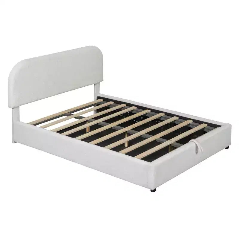 Lit plateforme rembourré en molleton d'ours en peluche pleine/grand lit avec système de rangement hydraulique