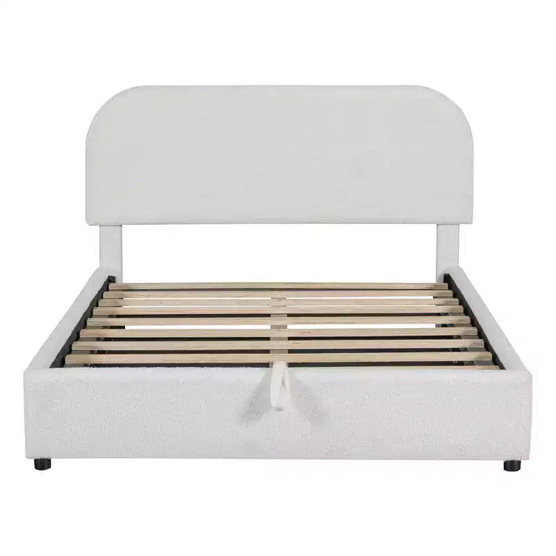 Lit plateforme rembourré en molleton d'ours en peluche pleine/grand lit avec système de rangement hydraulique