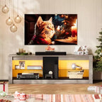 Meuble TV de jeu 55" avec lumières LED RGB et étagères en verre – Convient aux téléviseurs jusqu'à 65"