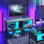 Meuble TV de jeu 55" avec lumières LED RGB et étagères en verre – Convient aux téléviseurs jusqu'à 65"