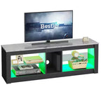 Meuble TV de jeu 55" avec lumières LED RGB et étagères en verre – Convient aux téléviseurs jusqu'à 65"