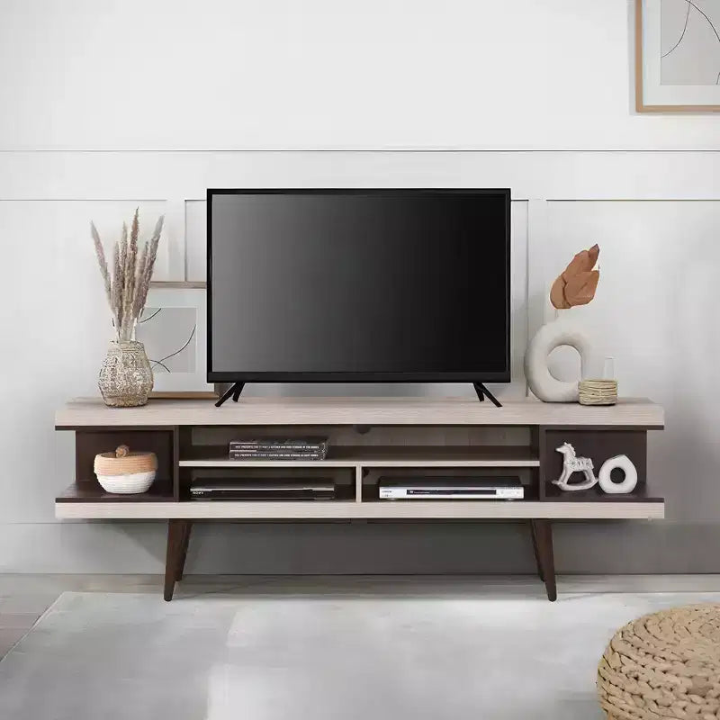 Meuble TV en bois de 180 cm avec 5 étagères de rangement – Convient aux téléviseurs jusqu'à 75"